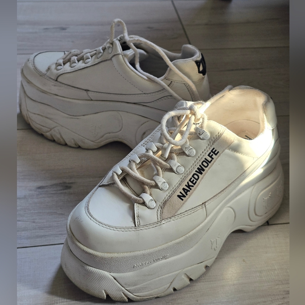 Naked Wolfe Women's White Platform Sneakers
